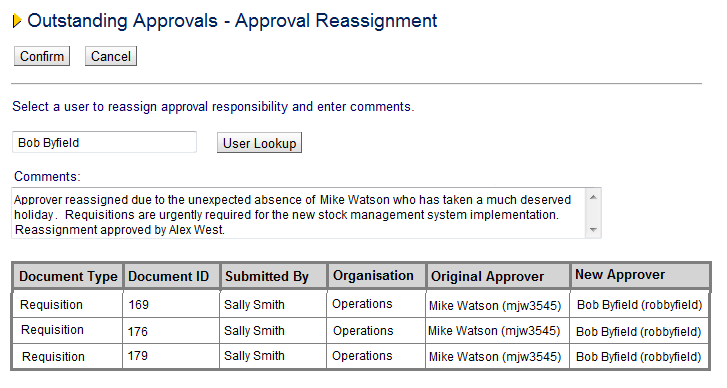Fig 19.8 - Outstanding approvals approval reassignment completed view.png