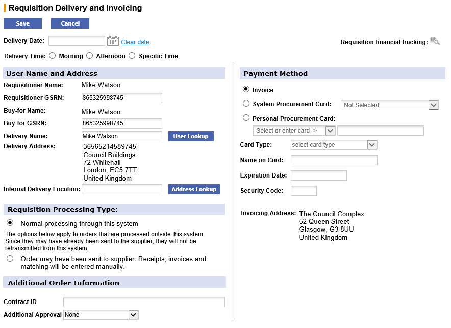 Fig 5.41 Requisition delivery and invoicing Screen.png